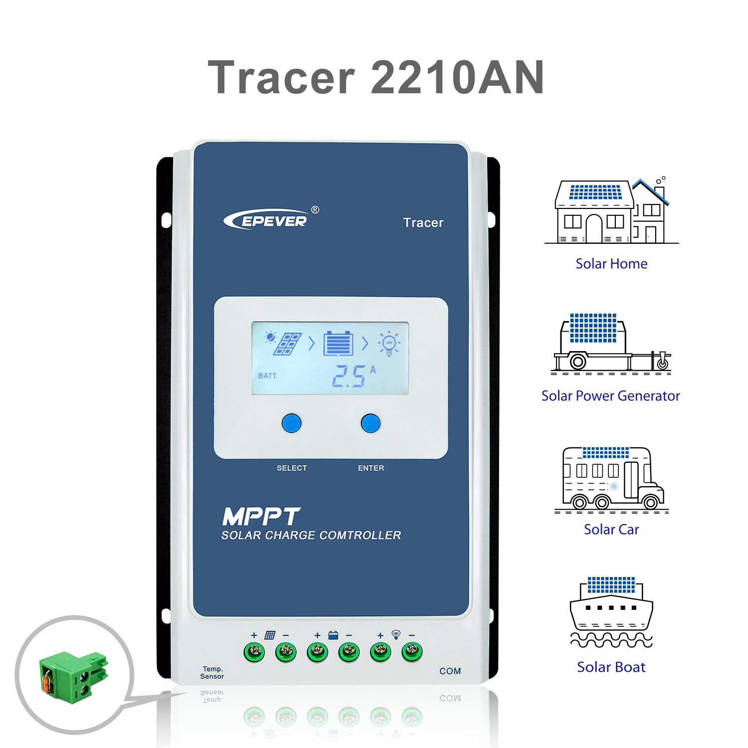 EPEVER 20A MPPT Solar Charge Controller 12V 24V Auto Max PV 100V Tracer2210AN