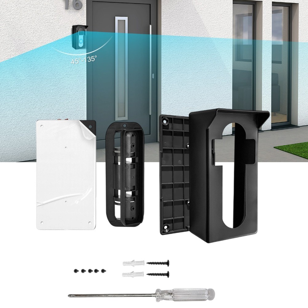 Compatible Adjustable Video Doorbell Bracket Fits Most Models Black Plastic