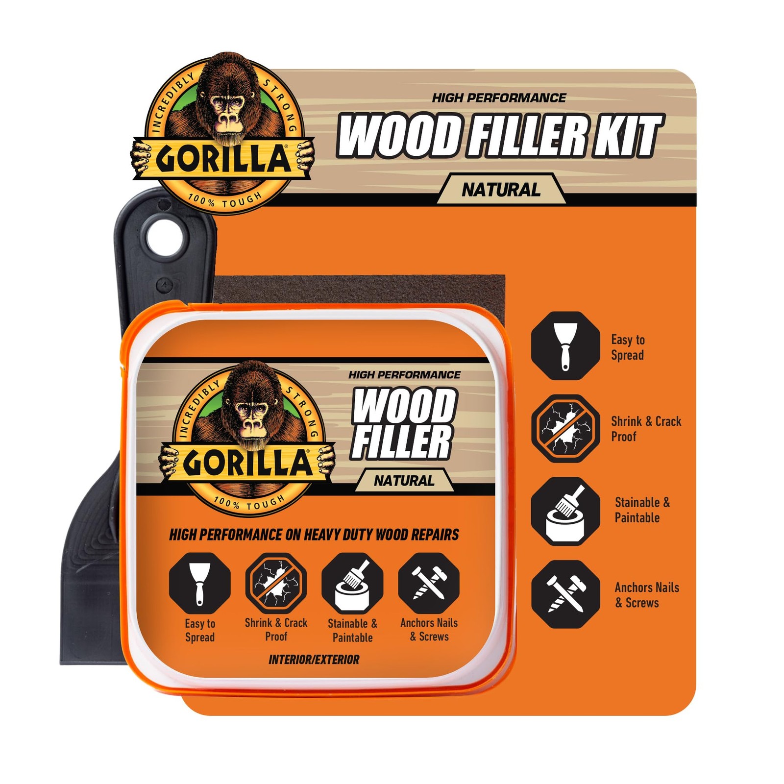 Gorilla All Purpose Wood Filler Repair Kit with Putty 1 - Pack,