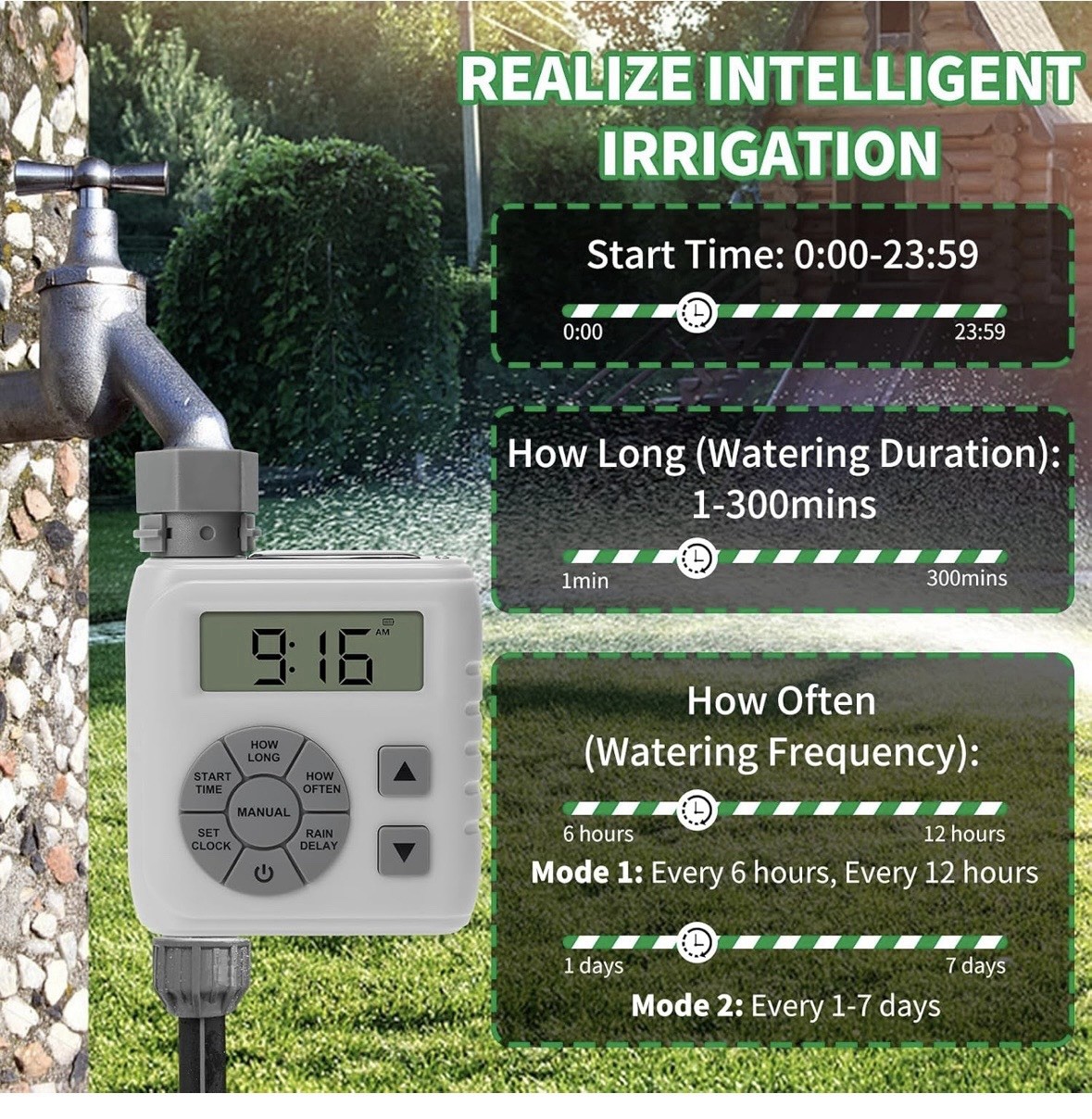 Zuomeng Sprinkler Timer Programmable Irrigation Water Timer Garden Hose Gray