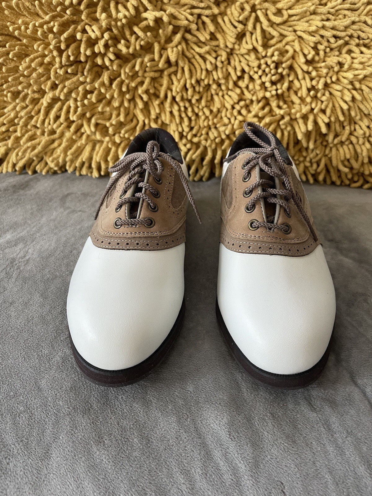 FootJoy SoftJoys Junior Brown White Leather Golf Cleats Size 6