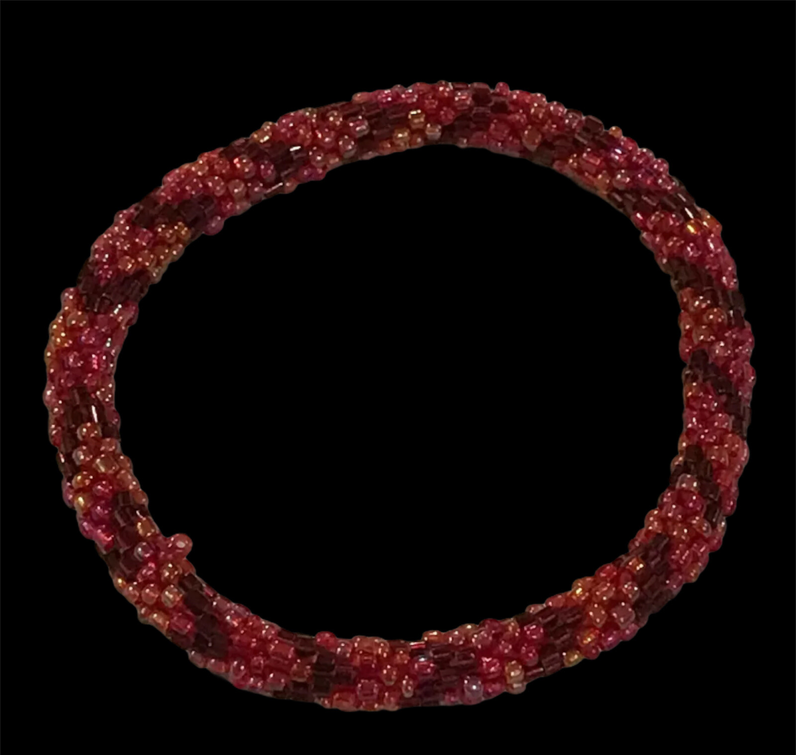 plaid seed bead crochet bracelet 7”