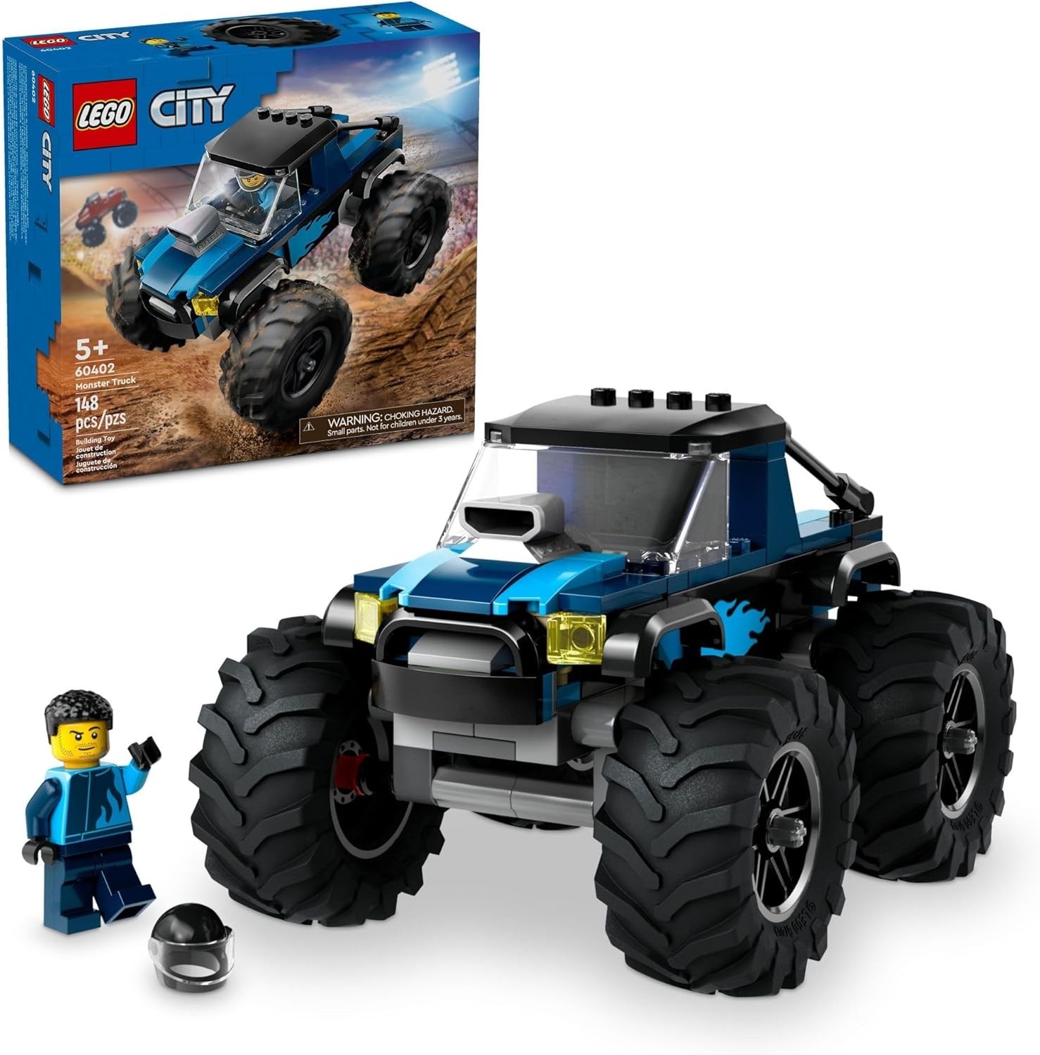 LEGO City Blue Monster Truck Off-Road Toy w/ Minifigure Kids Gift 60402 Set