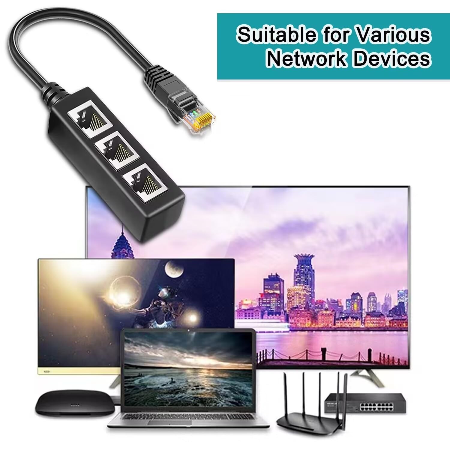 Starlink Compatible RJ45 Splitter 1 to 3 - High-Speed Connectivity Solution
