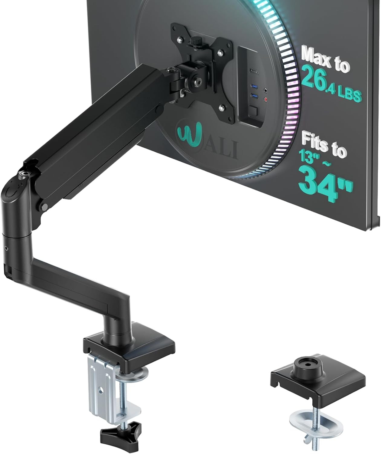 Single Monitor Mount for 13-34 Inch Screens, Adjustable Gas Spring Single Monito