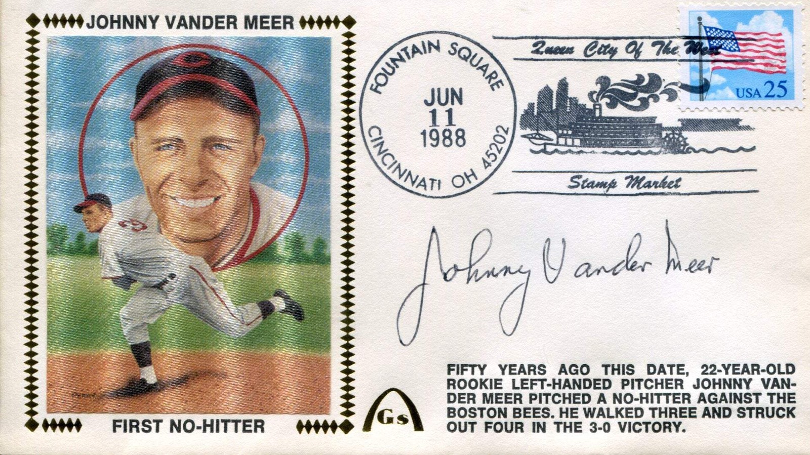 Johnny Vander Meer Autographed First Day Cover