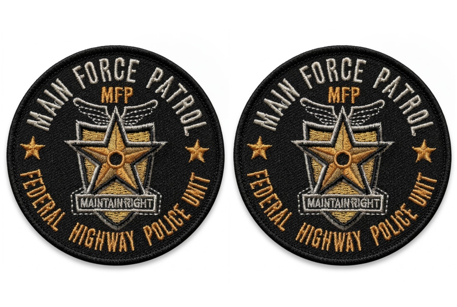 Mad Max Road Warrior Main Force Patrol Police Unit MORALE PATCH  2PC -HOOK 3"