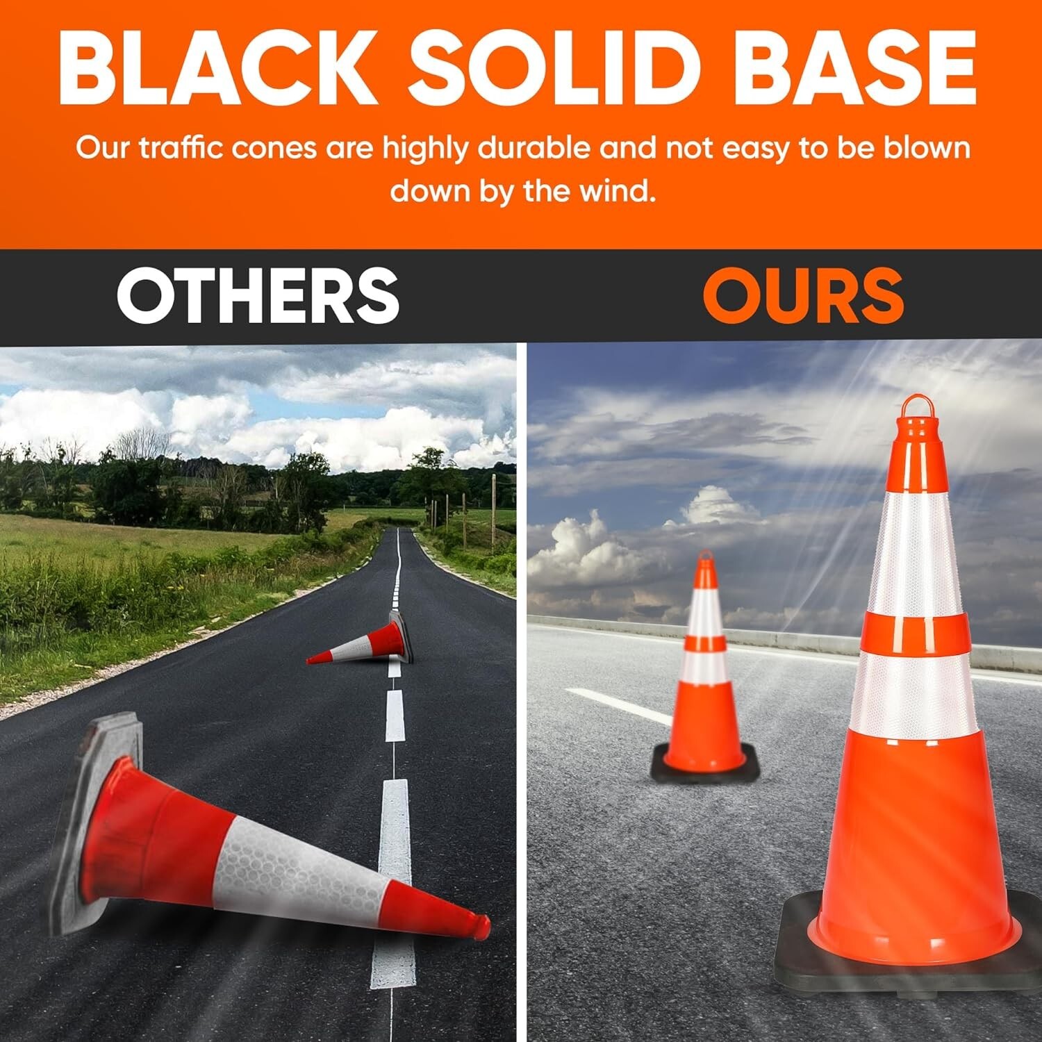 Pyle 28" PVC Cone - 4 Pieces High Visibility Structurally Stable