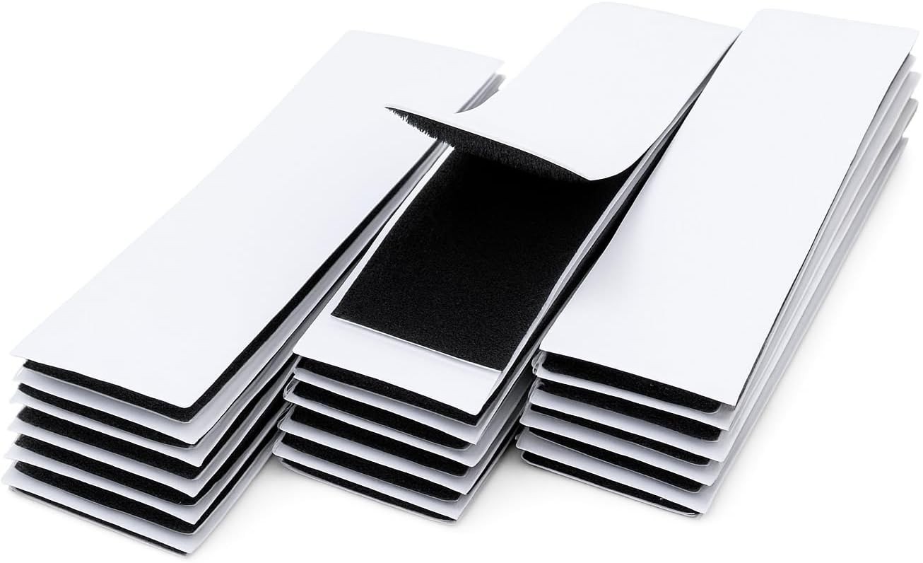 Hook and Loop Precut Tape Strips, Adhesive Backing - 1 x 4 inch, 30 Sets