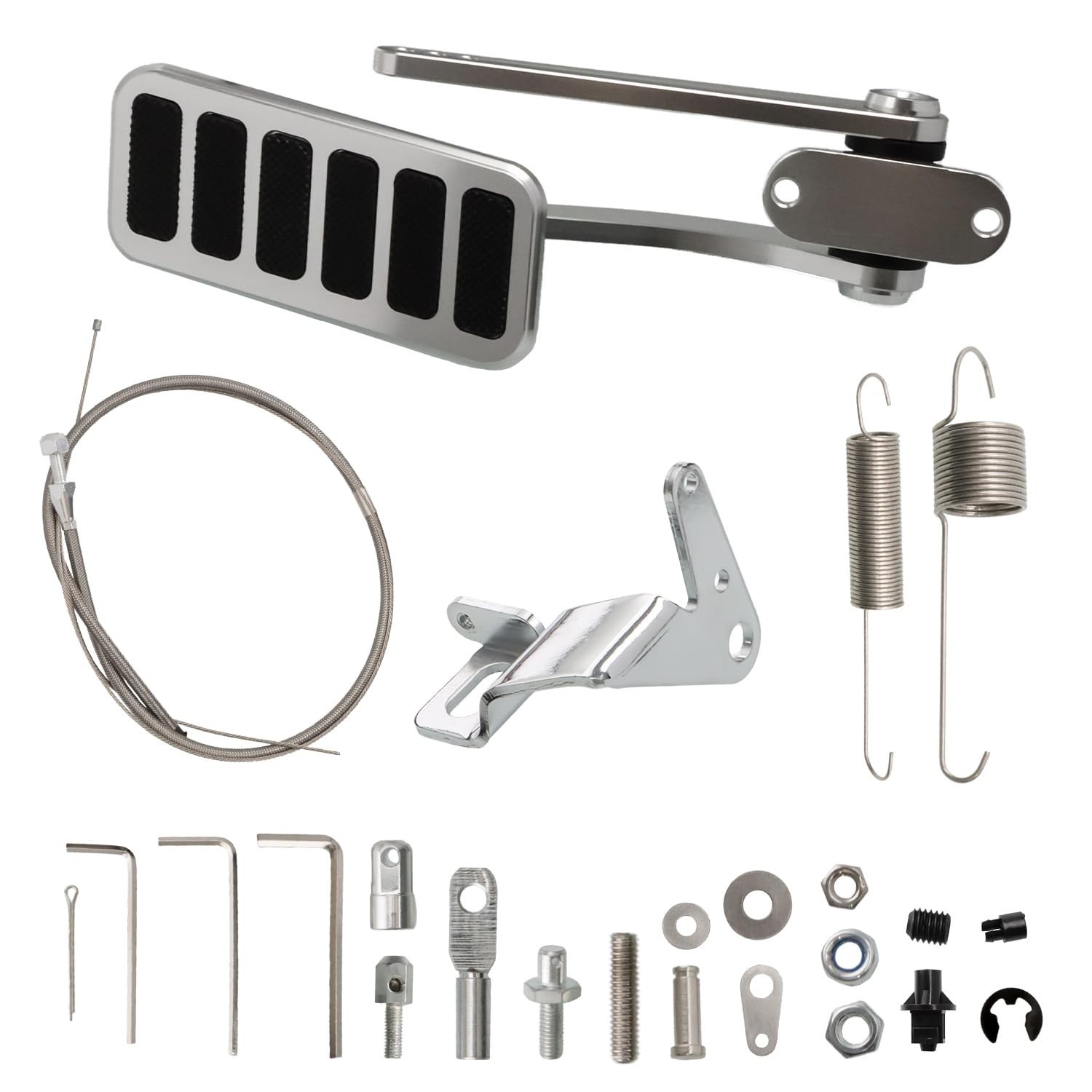 DYNVEX Universal Polished Aluminum Throttle Pedal (2" x 4-1/2") + 36" Stainle...