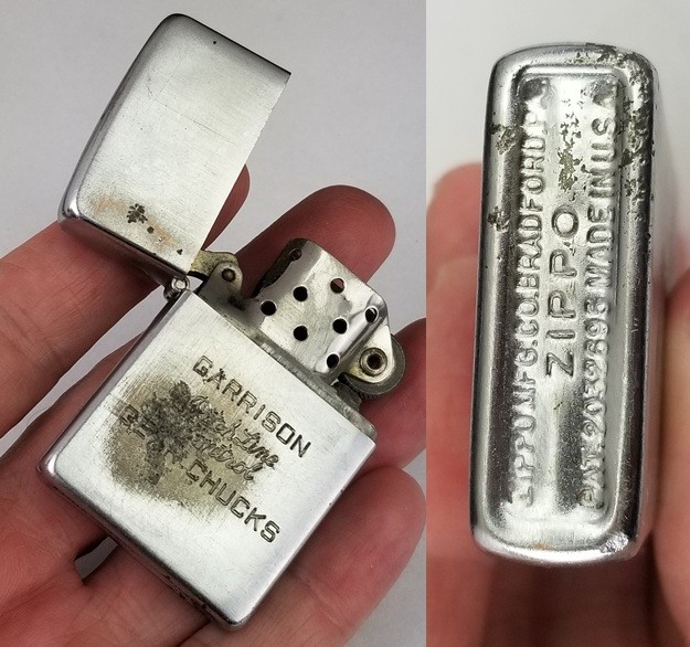 vintage ZIPPO lighter 1937-1950 2032695 5 barrel Garrison Pitch Line Gear Chucks