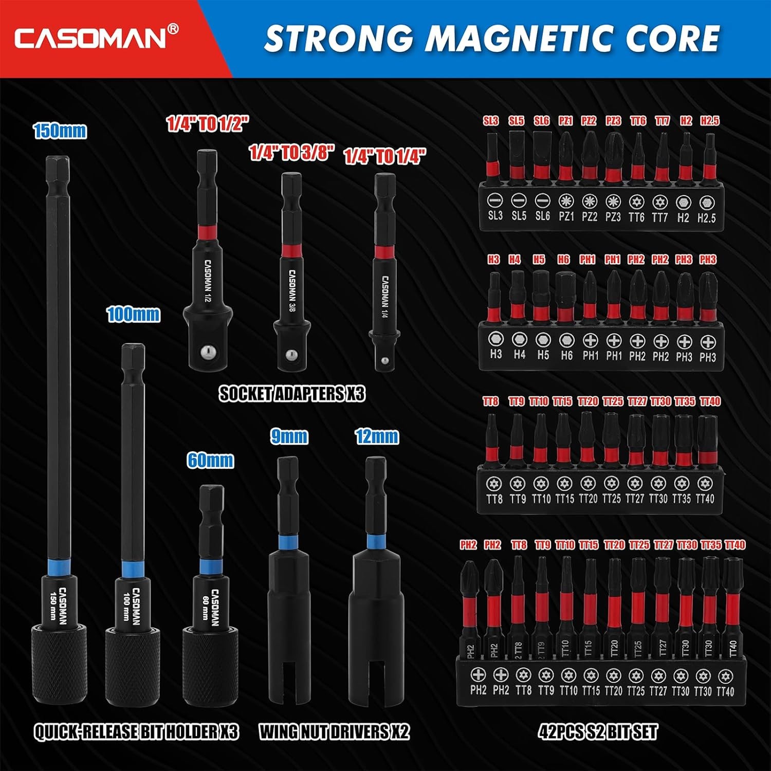 68-Piece Magnetic Nut Driver Set for Impact Drill, Metric & SAE Screwdriver Bits