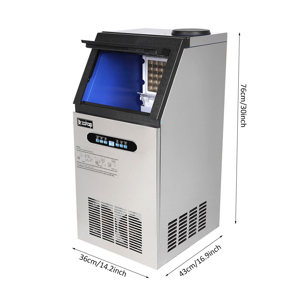 110lbs/24h Commercial Built-in Ice Maker Machine Display Ice Cube Machine 110V