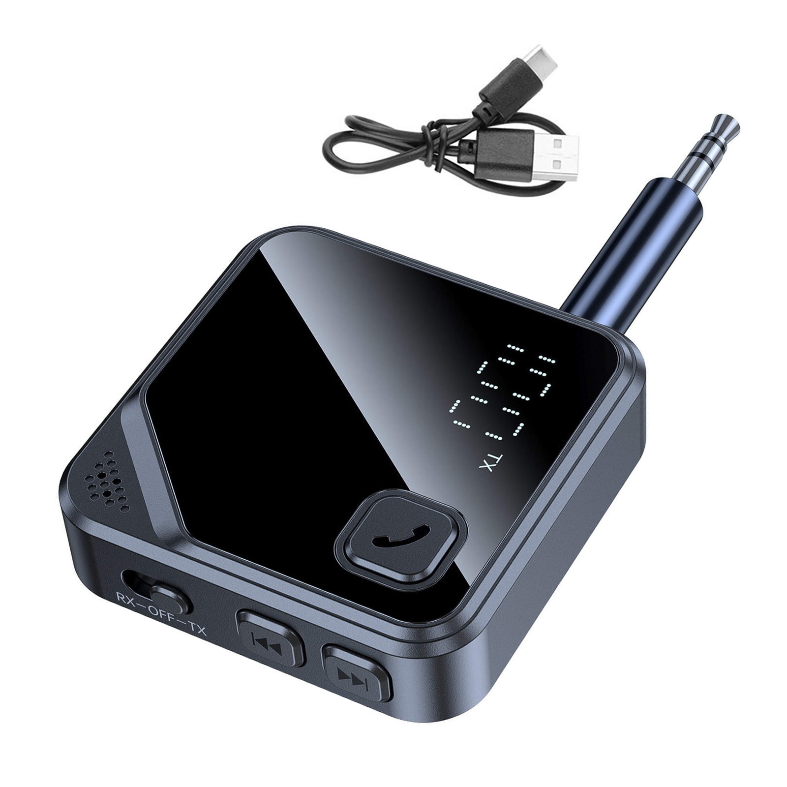 Bluetooth 5.4 Audio Transmitter Receiver 2-in-1 Wireless 3.5mm Jack Adapter