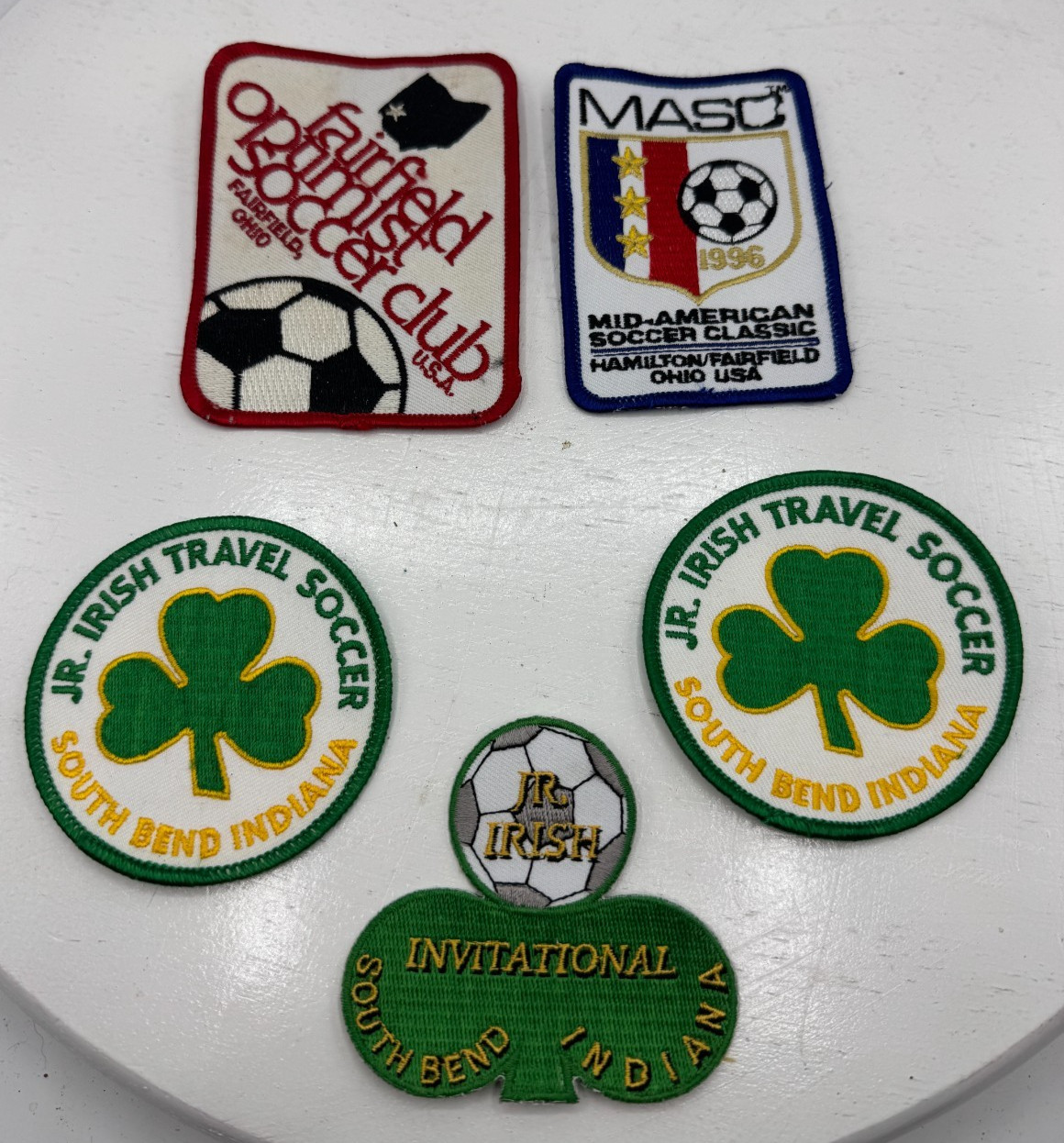 Lot of 5 Vintage Soccer Tournament Patches Embroidered South Bend Indiana Irish