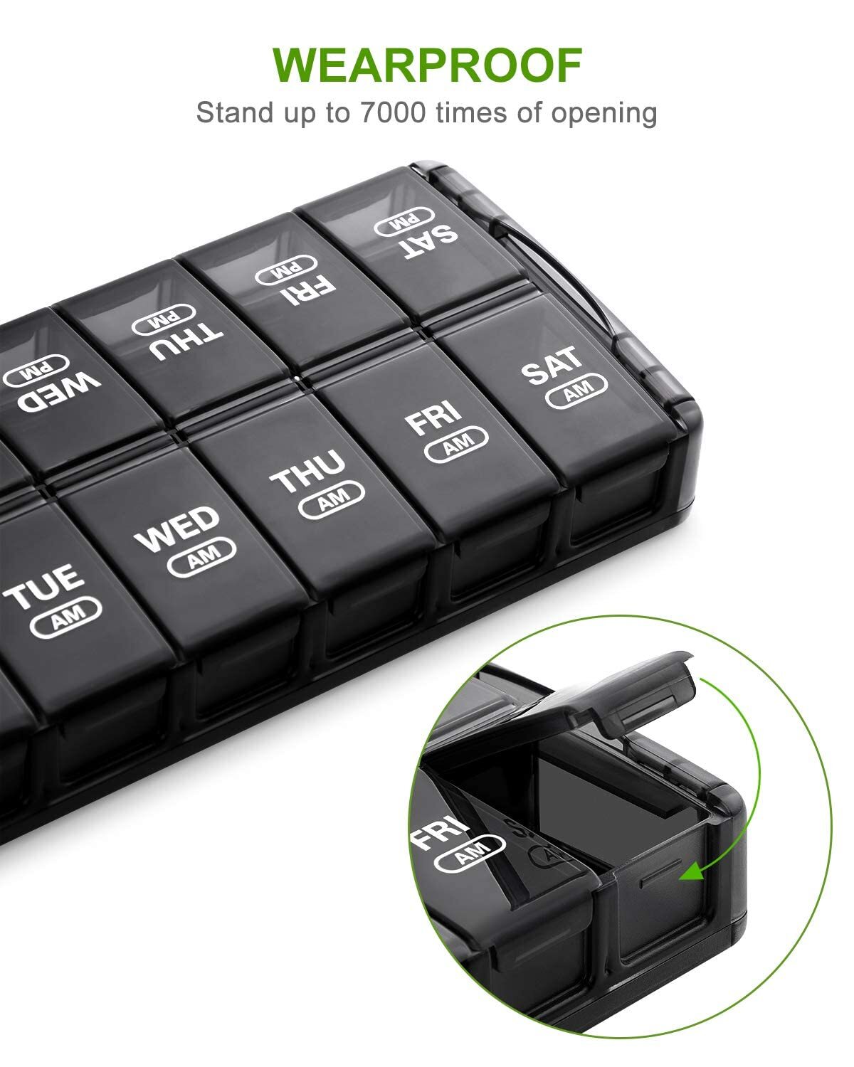 Weekly Pill Organizer AM/PM 7 Day 2 Times a Day Extra Large Easy to Clean
