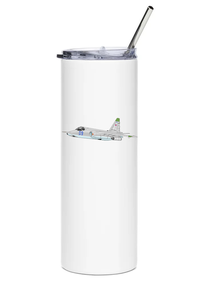 Sukhoi Su-25 Stainless Steel Water Tumbler with straw - 20oz.