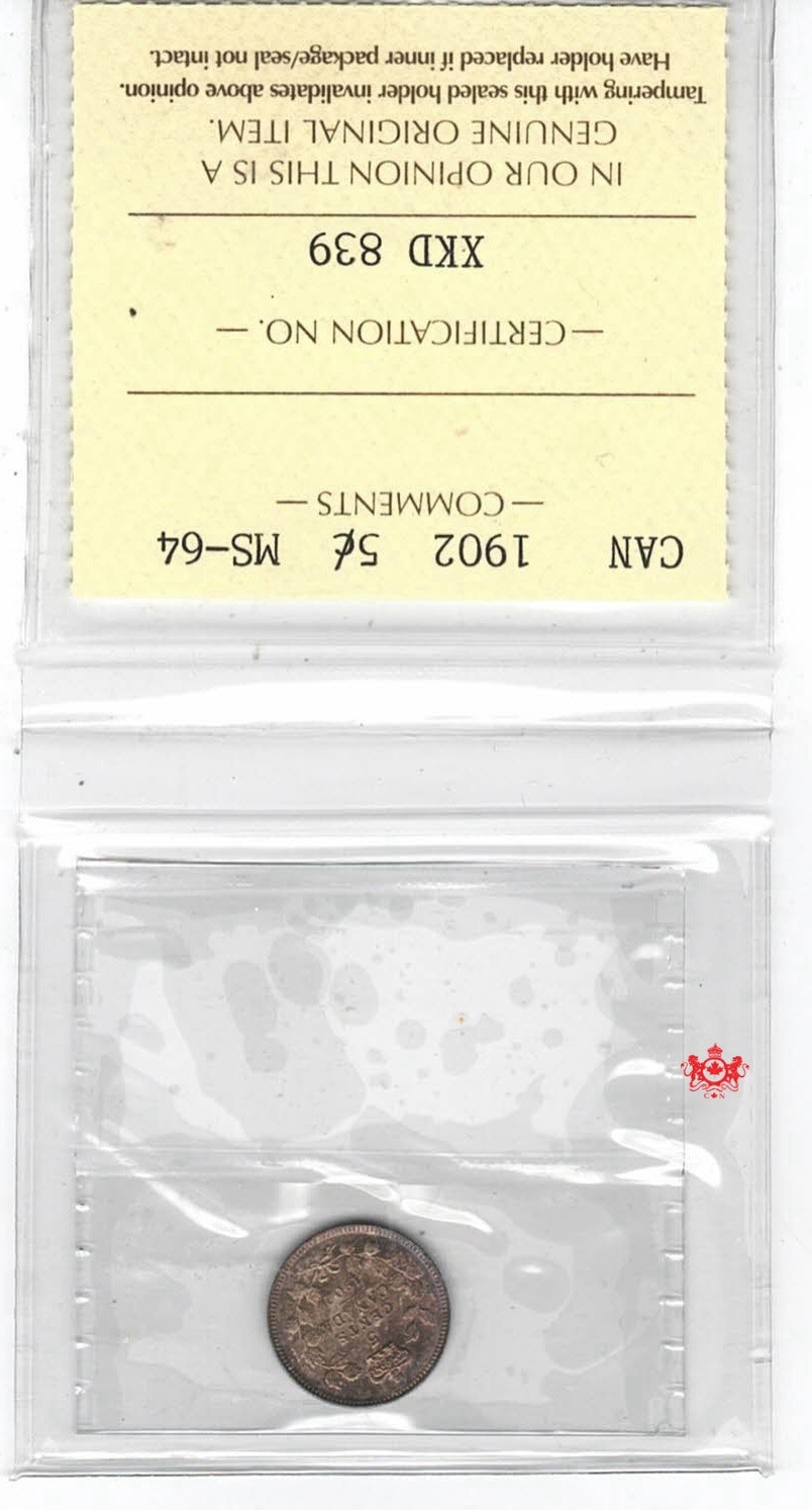 1902 Canada 5 Cents - ICCS MS64 - XKD 839