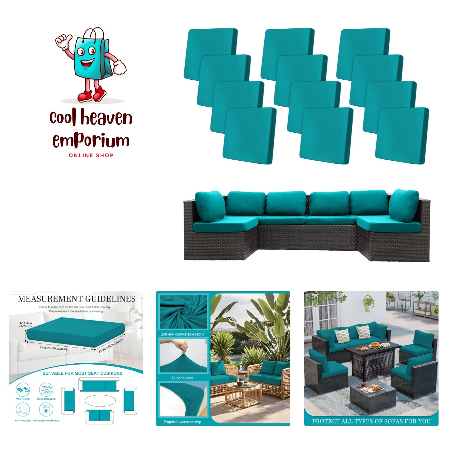 12 Pcs Stretch Patio Cushion Covers,Outdoor Couch Covers Replacement,Outdoor ...