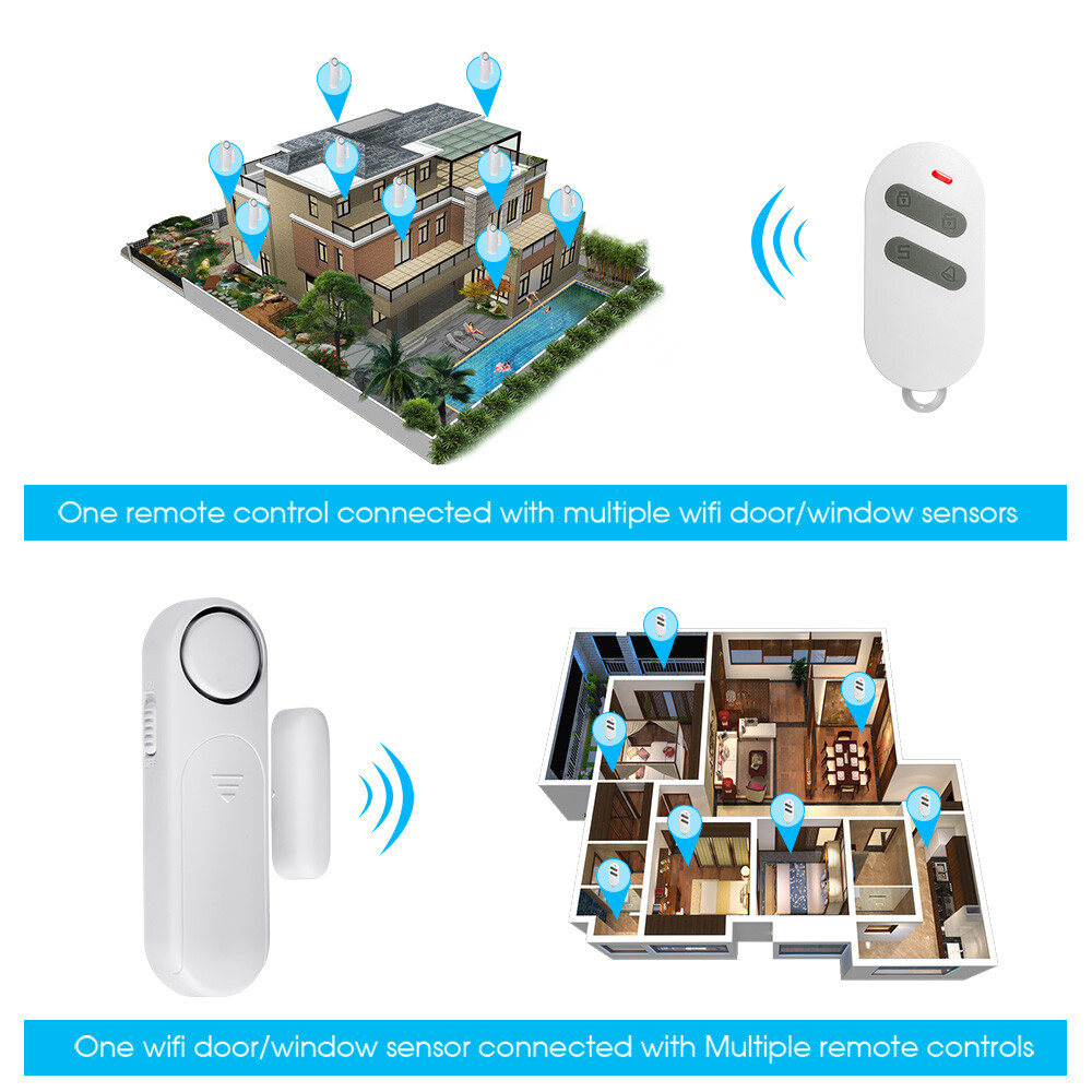 Wireless 120dB Door Window Security Alarm Sensor Remote Control Home Entry Alert
