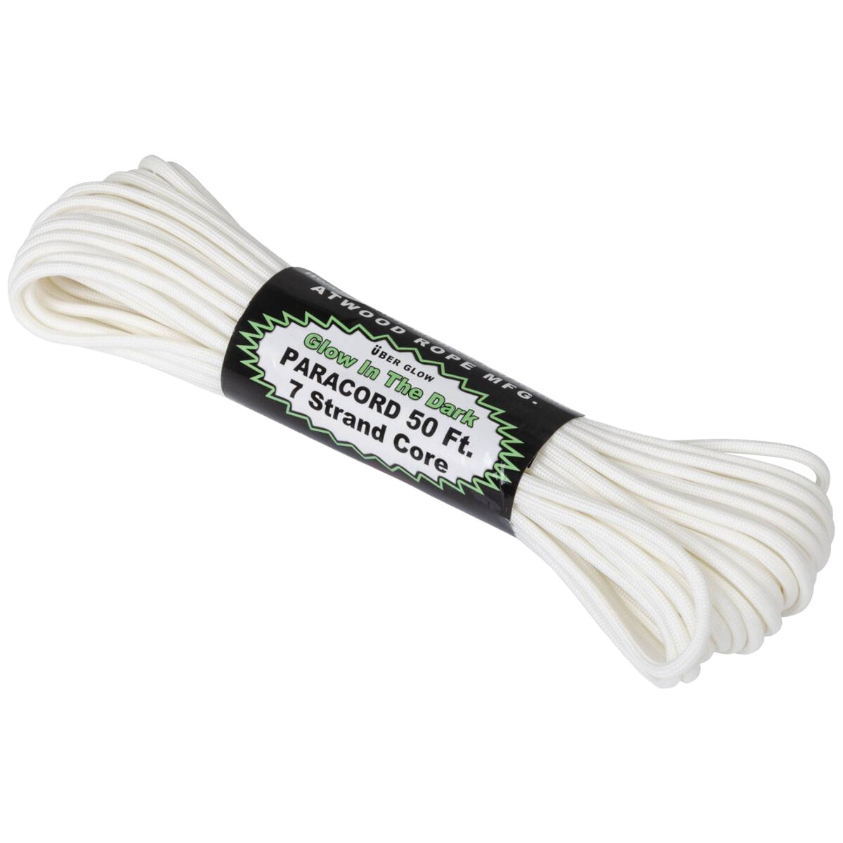 Atwood Rope 50ft 550 Glow In The Dark Paracord EDC Survival Craft Outdoor White