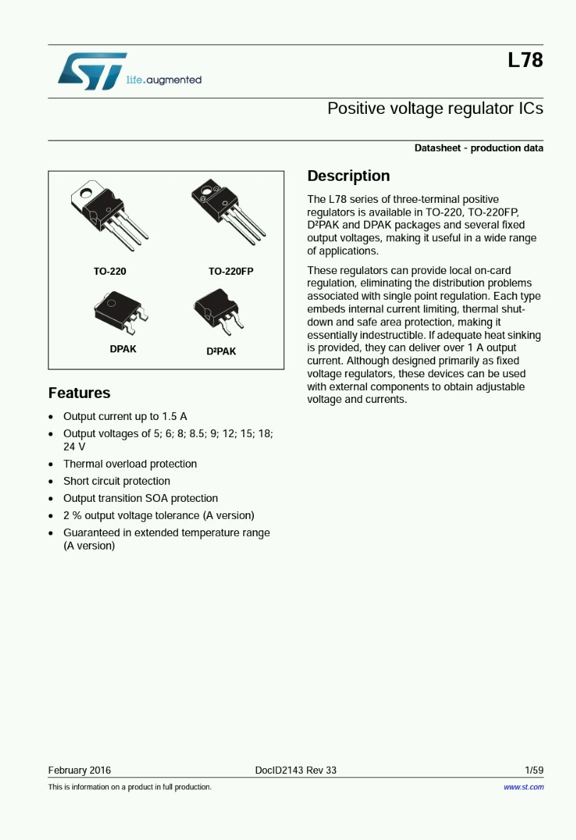 5 pcsPositive 5 Volt Regulator 1.5 amp TO220 - L7805 LM7805 7805 USA Seller