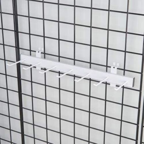 Wire Grid Belt Tie Rack Hangers Necktie 7 Hooks White Space-Saving Slatwall