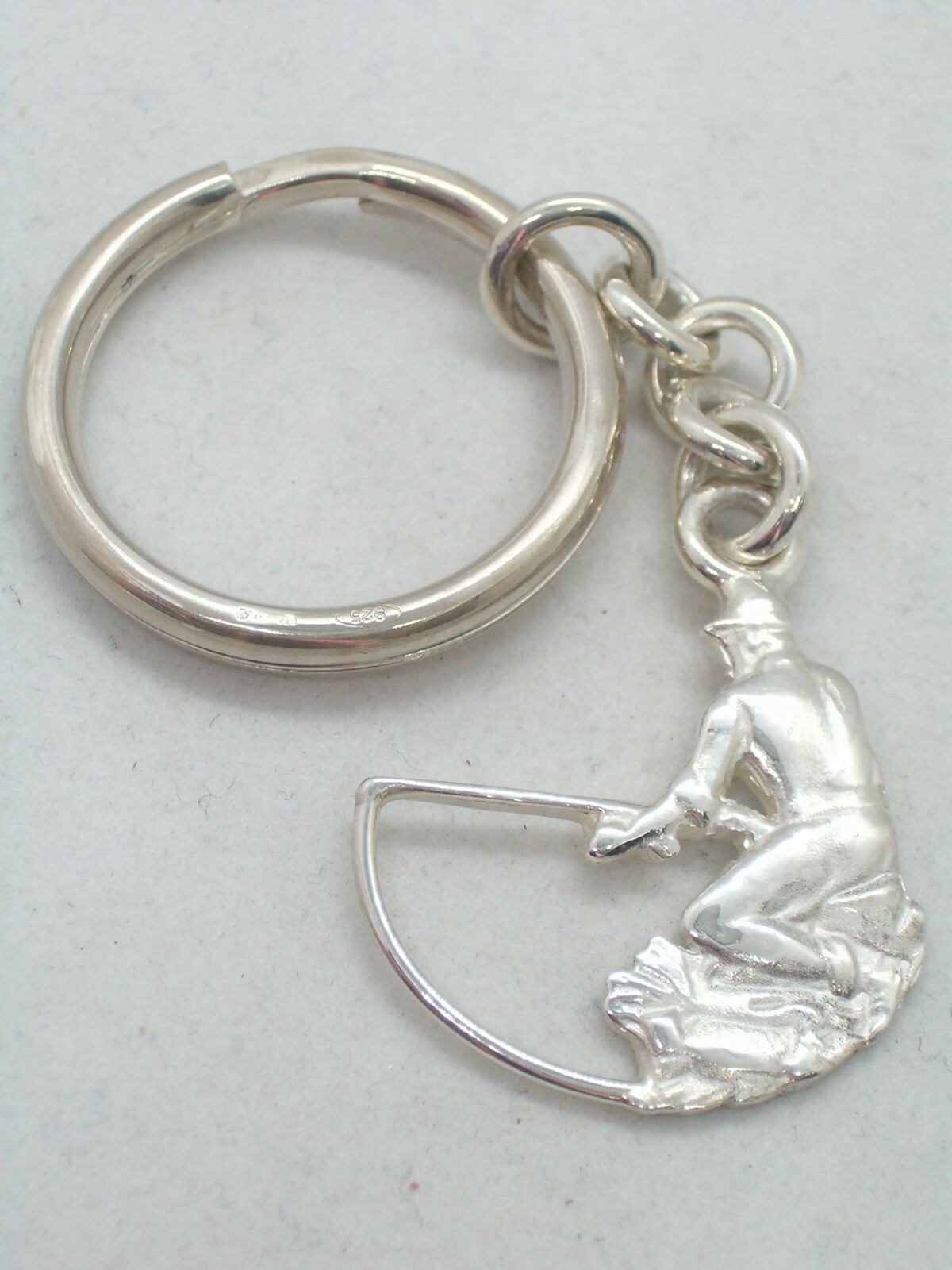 Keychain With Fisherman In Silver 925 - Brisè - Fishing - Spinning - English