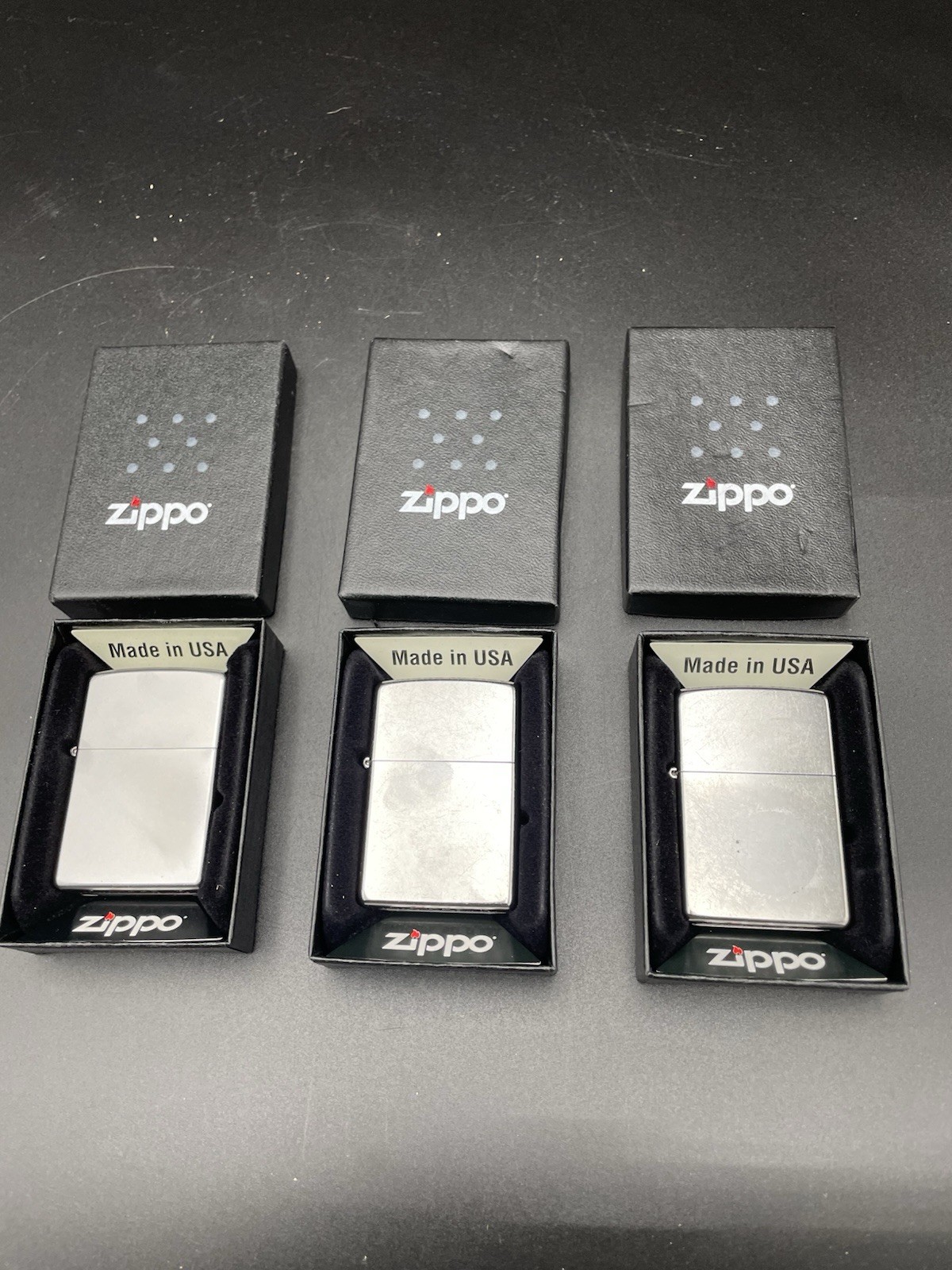 3 Zippo 207Reg Brush Finish Chrome SEALED Original Box NEW NIB [3]