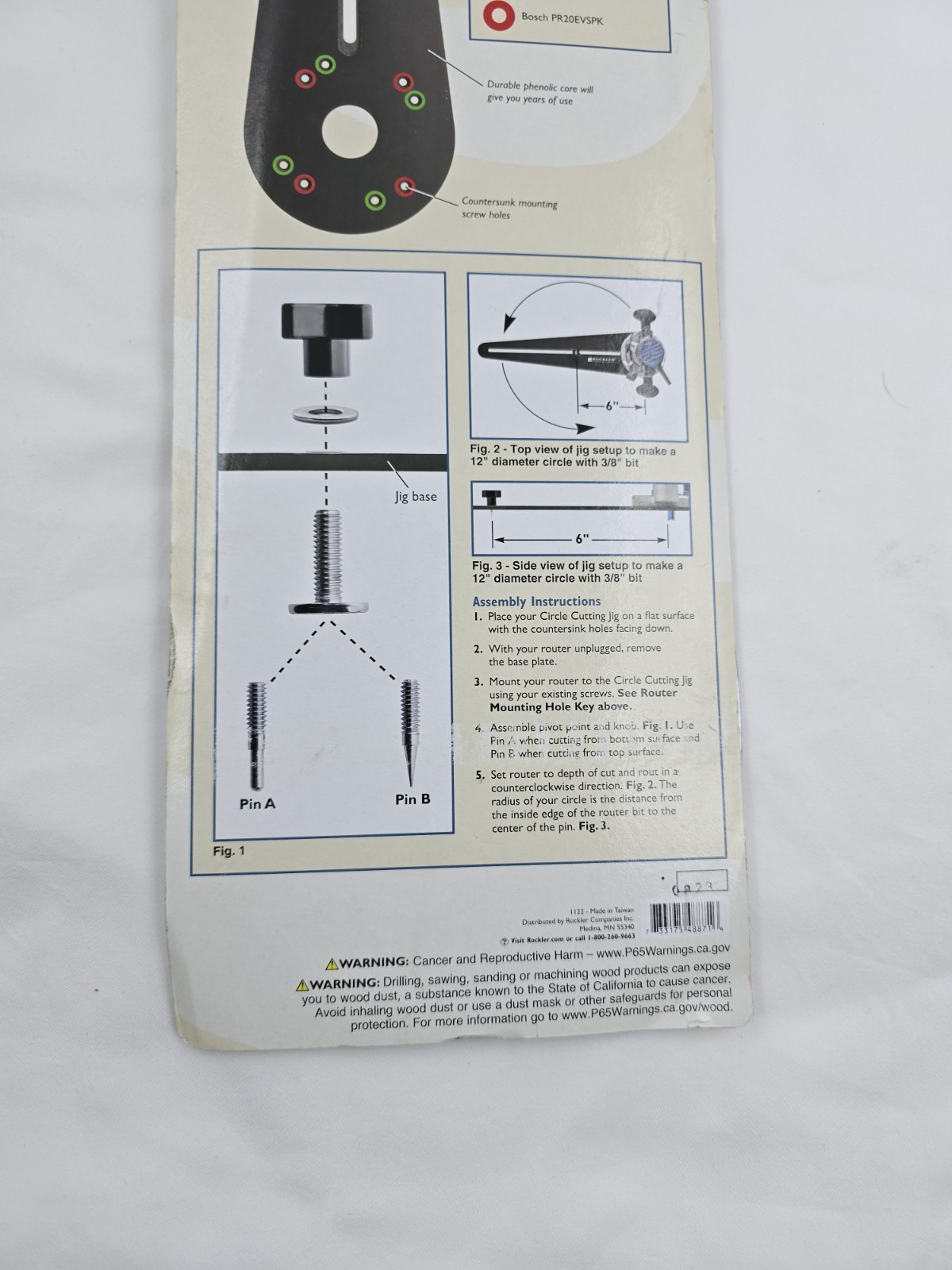 Rockler Trim Router Circle Router Jig