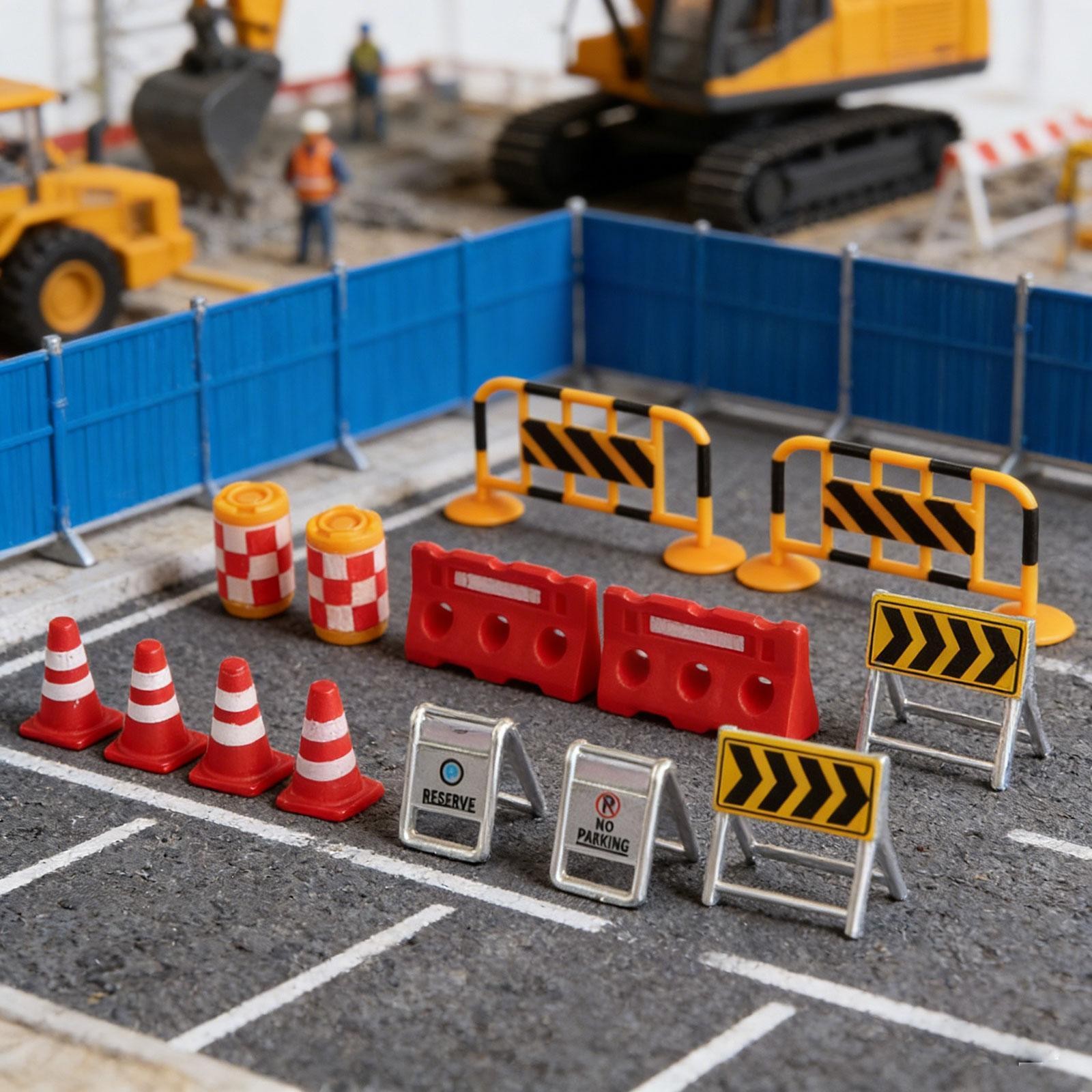 14x Miniature Traffic Road Signs Models Street Warning Party Favors Secure