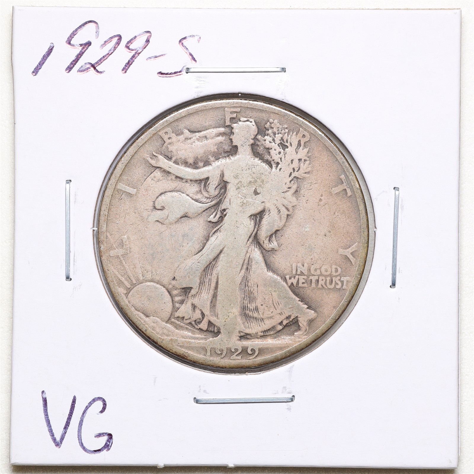 1929-S 50C Walking Liberty Half Dollar in VG Condition #8015