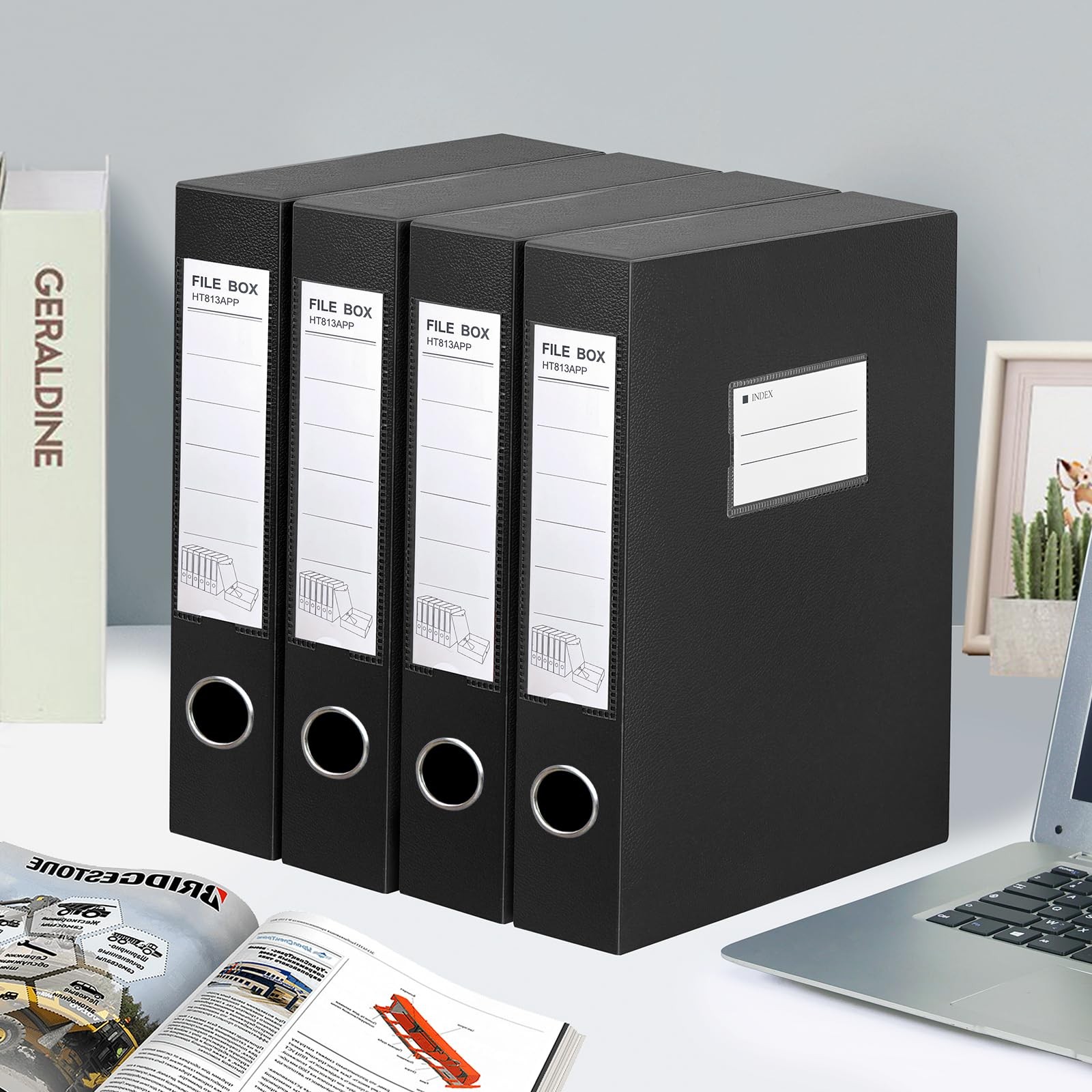 2 Pack A4 Storage File Boxes Archives Case,65mm Spine,Box File Document Stora...