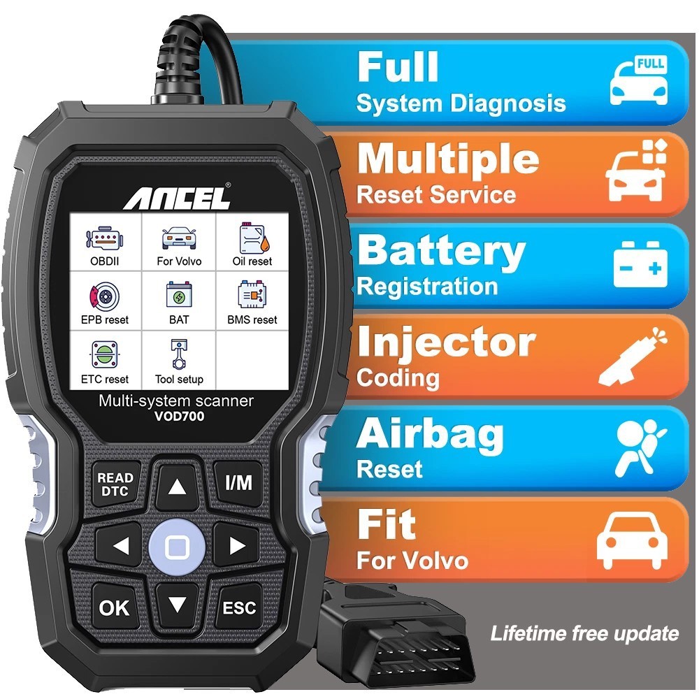 ANCEL VOD700 All System OBD2 Scanner Fits for Volvo Car Code Reader Diagnostic