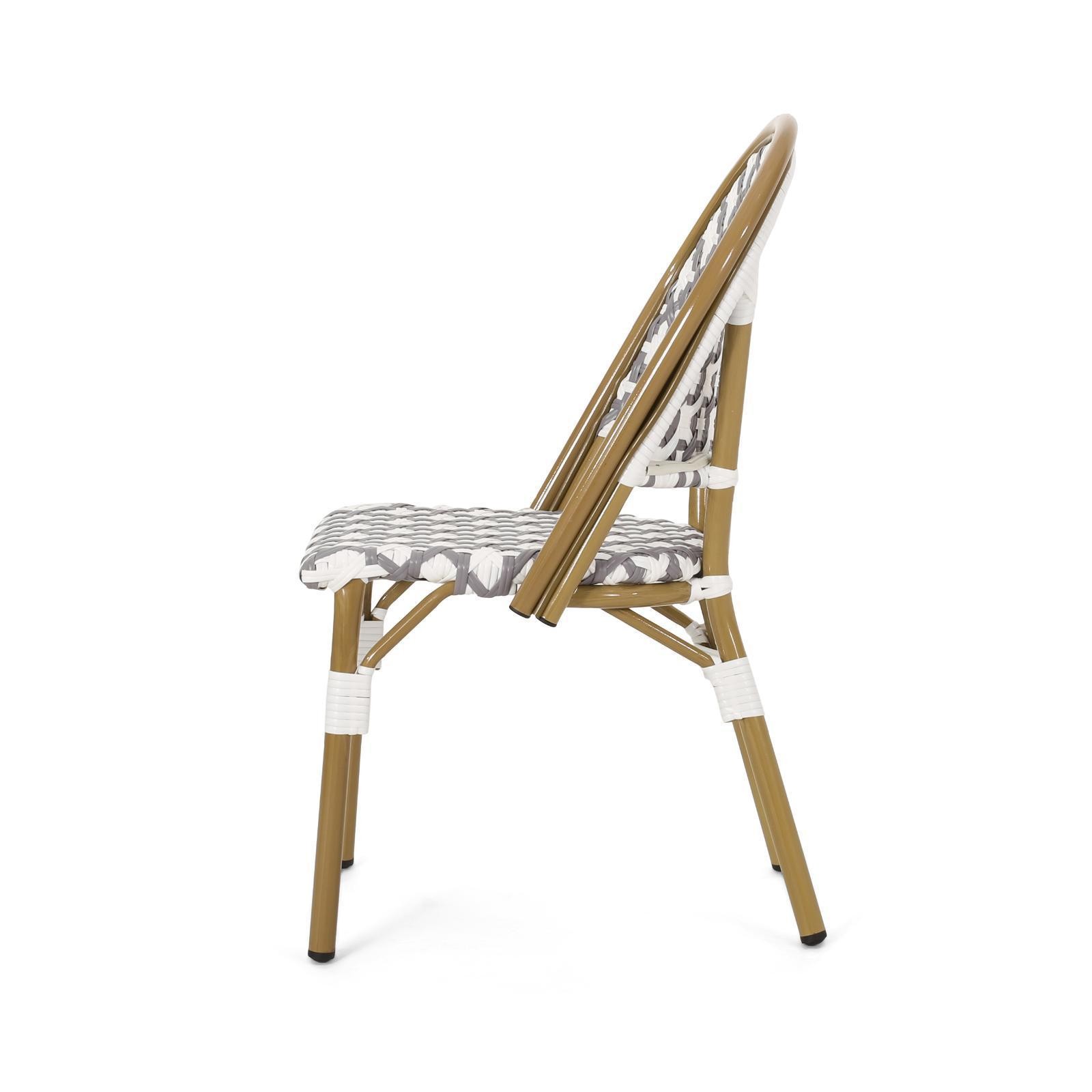 Lightweight Aluminum Frame French Cafe Chairs, Set of 2, Stylish Rattan Weave,