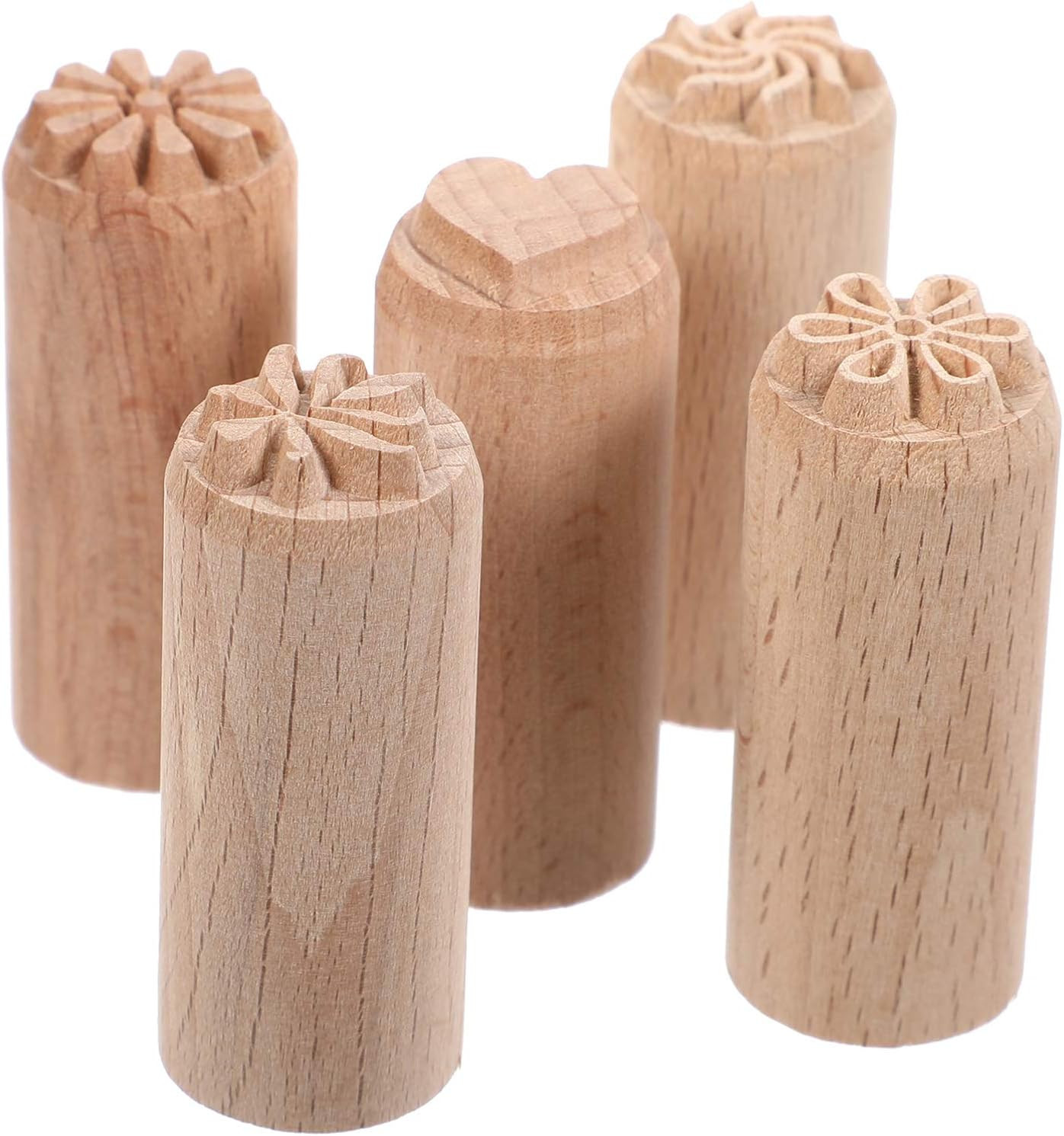 Natural Clay Natural Clay 5Pcs Wood Pottery Tools Stamps Decorative Stamp Hand C