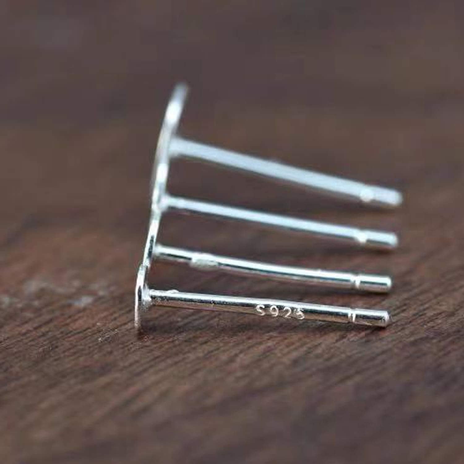25Pair 925 Sterling Silver Earrings Posts Flat Pad Ear Stud Hypoallergenic Blank
