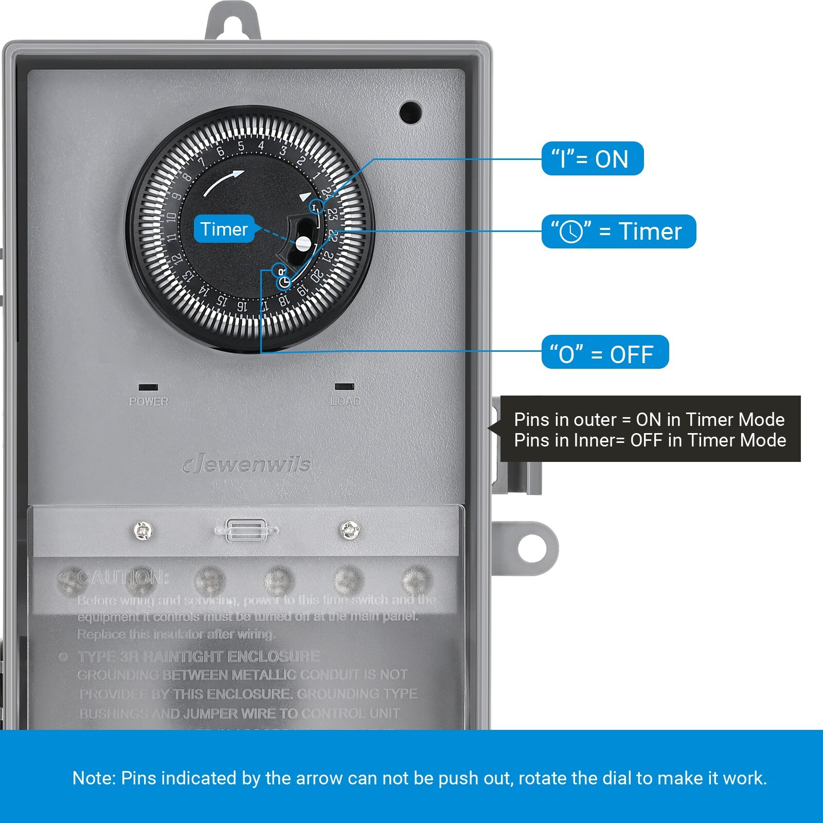 DEWENWILS Pool Pump Timer Box Outdoor, 24-Hour Programmable ON/Off Timer Switch