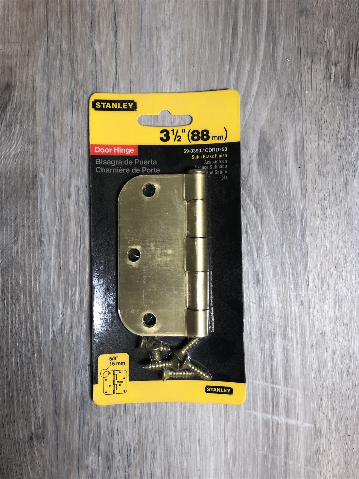 Stanley Brass Door Hinge 3.5 inch 69-0390 one hinge Satin Brass finish