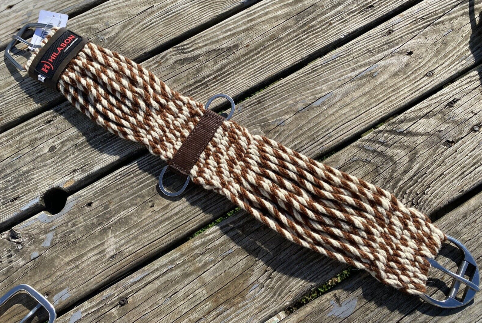 36" Hilason 27 strand wool blend Western cinch w/roller buckle