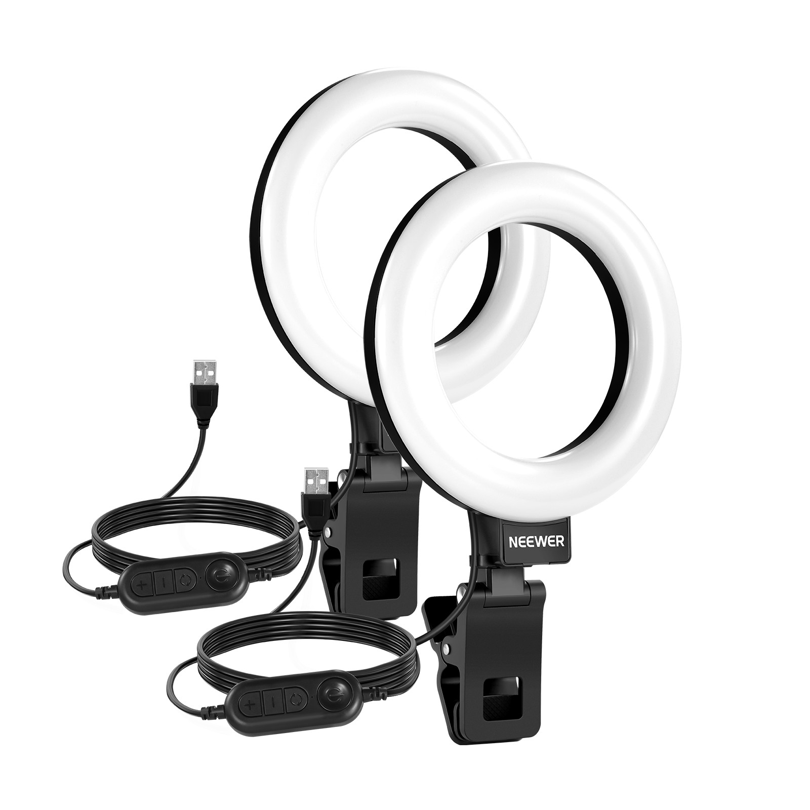 NEEWER BR60D 5" Ring Light Kit, 2-Pack, w/Stands, for Laptop/Zoom
