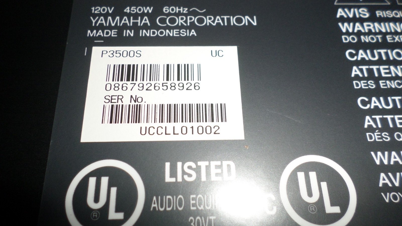 Yamaha P3500S Power Amplifier