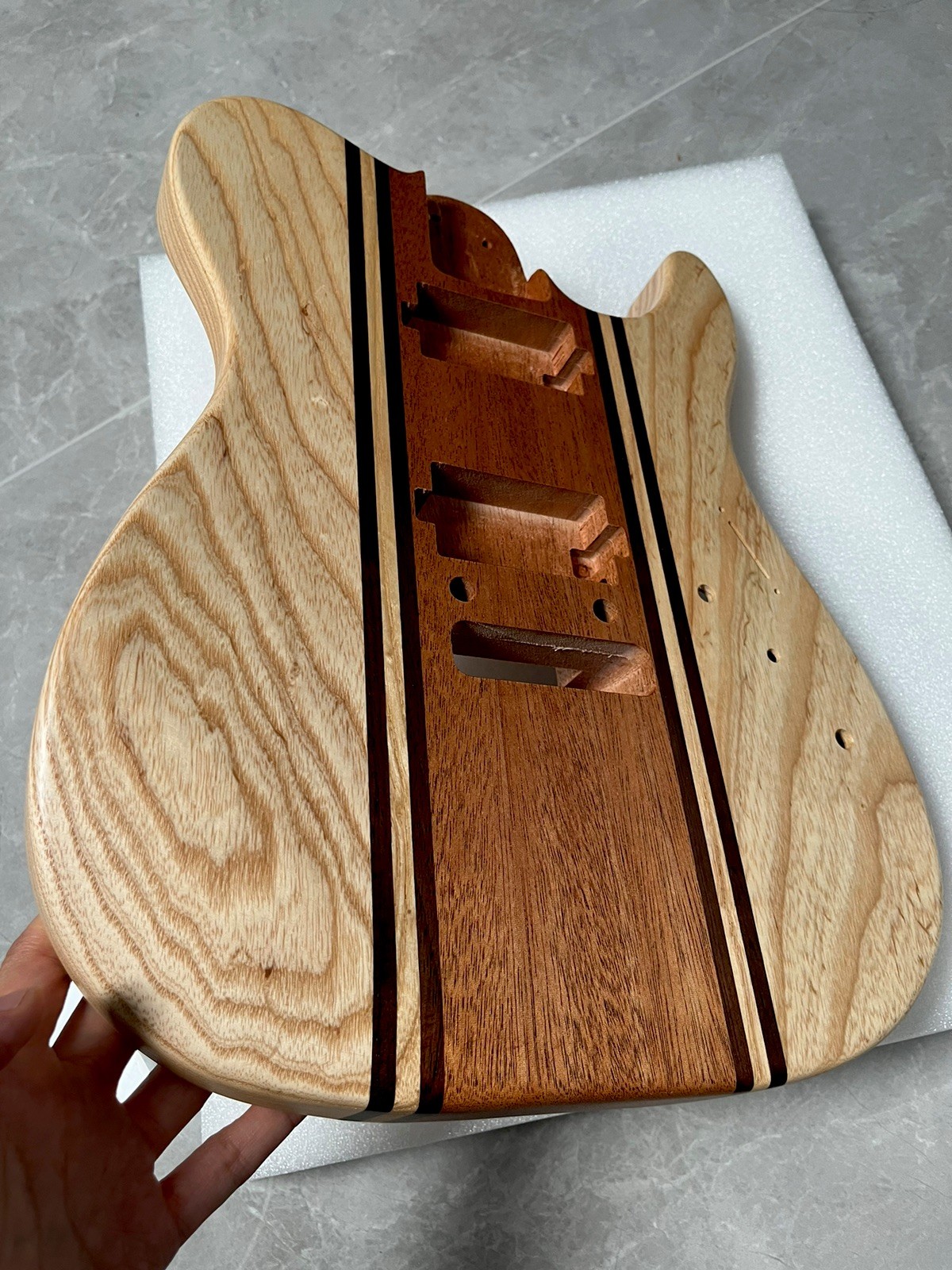 AAAAA Handcrafted 5-Piece Guitar Body Ash & Mahogany Satin Natural Wood Grain