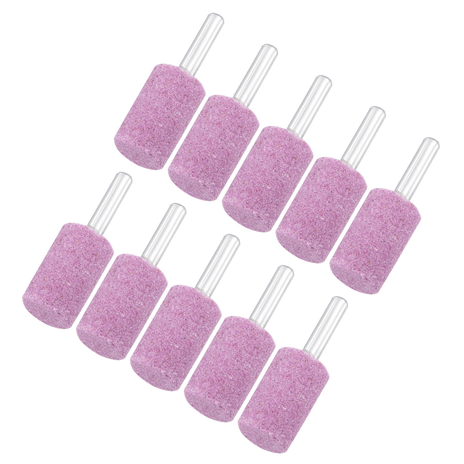 10-Pack Abrasive Mounted Stone Grinding Bits, 0.63IN(16mm) Dia Cylinder [Pink]