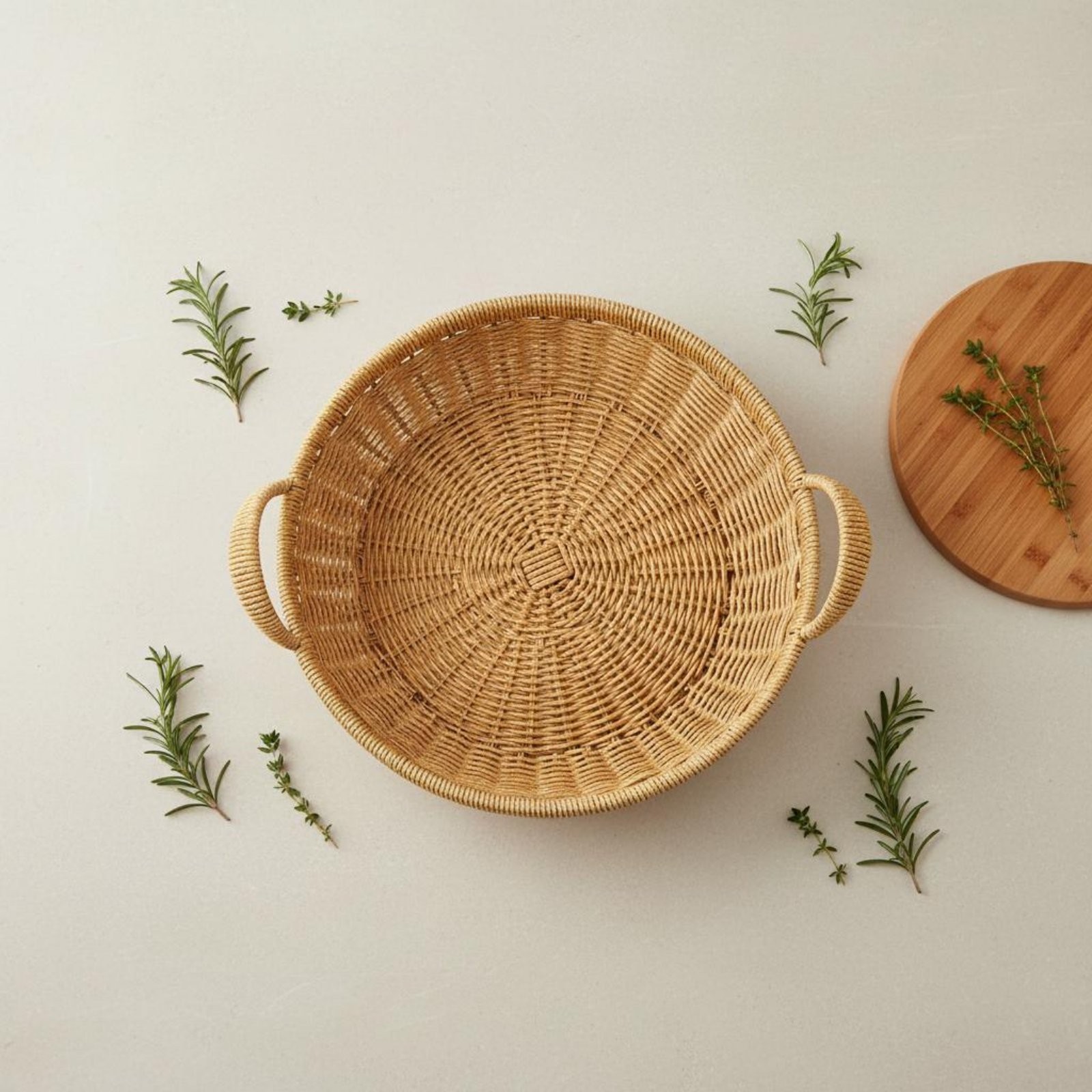 Rattan Look Container Lightweight Double Handle Container Decorative
