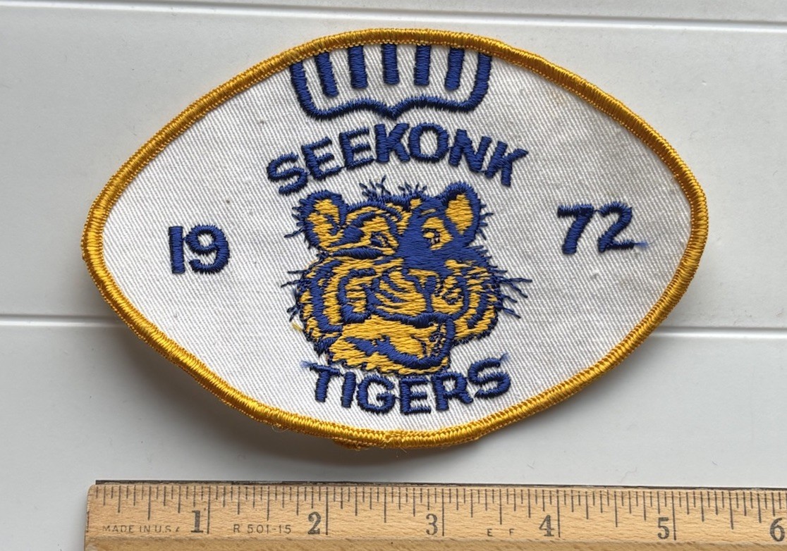 Vintage Seekonk Tigers 1972 Football Team Souvenir Embroidered Patch