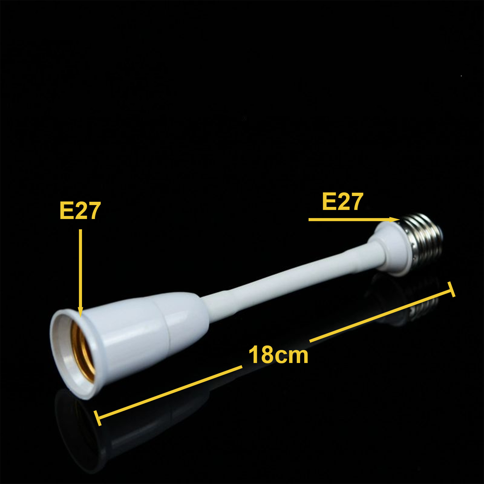 New E27 to E27 LED Bulb Base with Silicone Cover Flexible Socket Extender 180mm