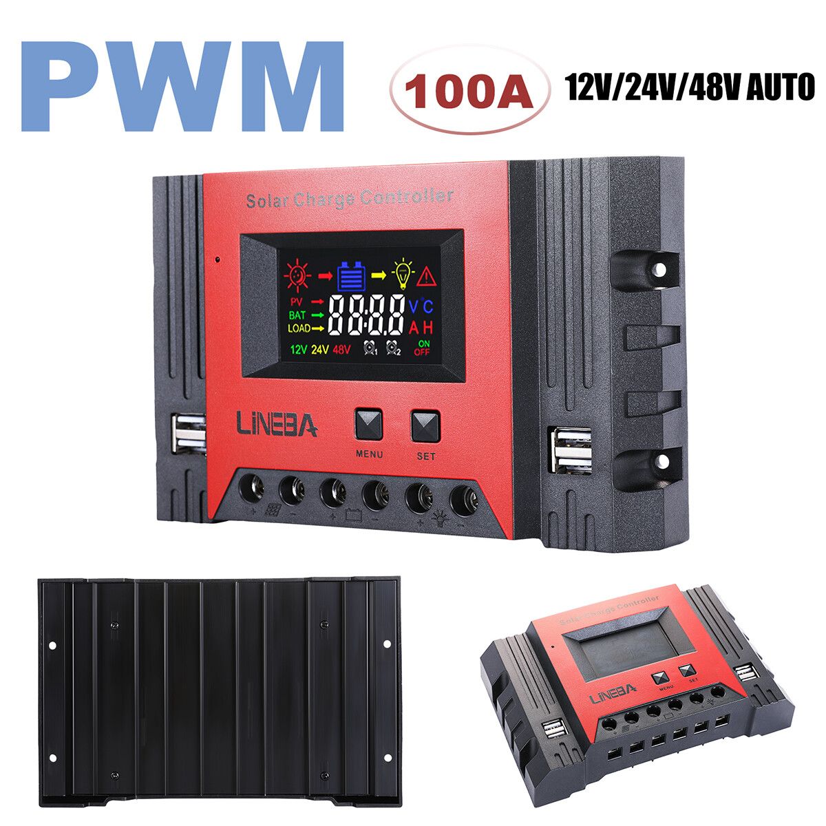 100A/60A/30A 12V/24V/48V Solar Panel Inverter Boat Charge Controller Regulator