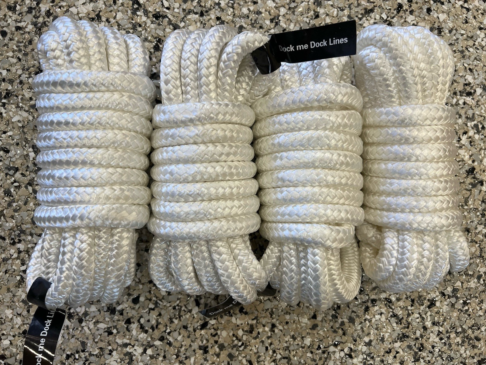 4 Pack White 1/2 Inch 15FT Double Braid Nylon Boat Dock Line Mooring Rope Marine