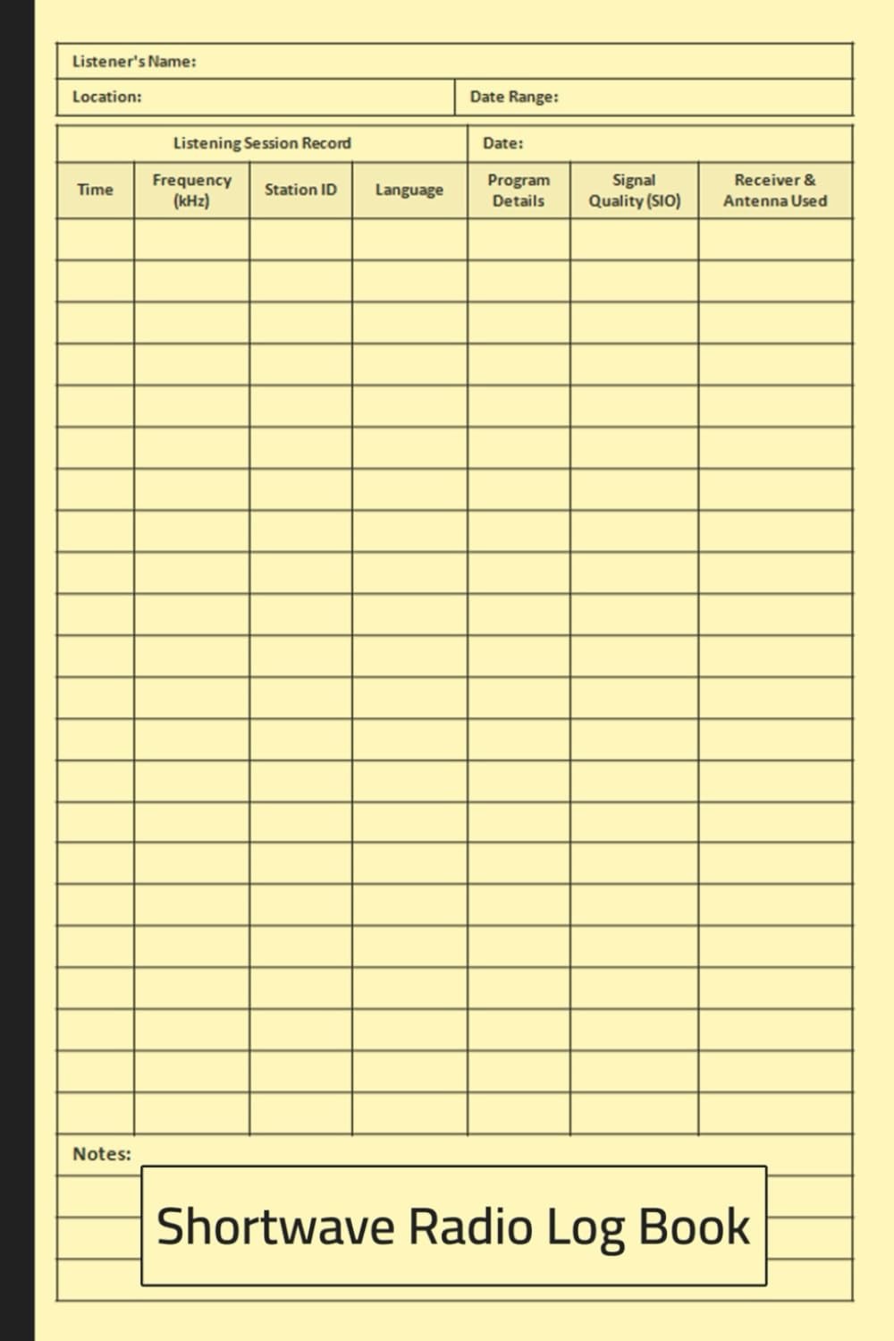 Shortwave Radio Log Book: Short-Wave Radio Listening Logbook | Radio DXing Journ